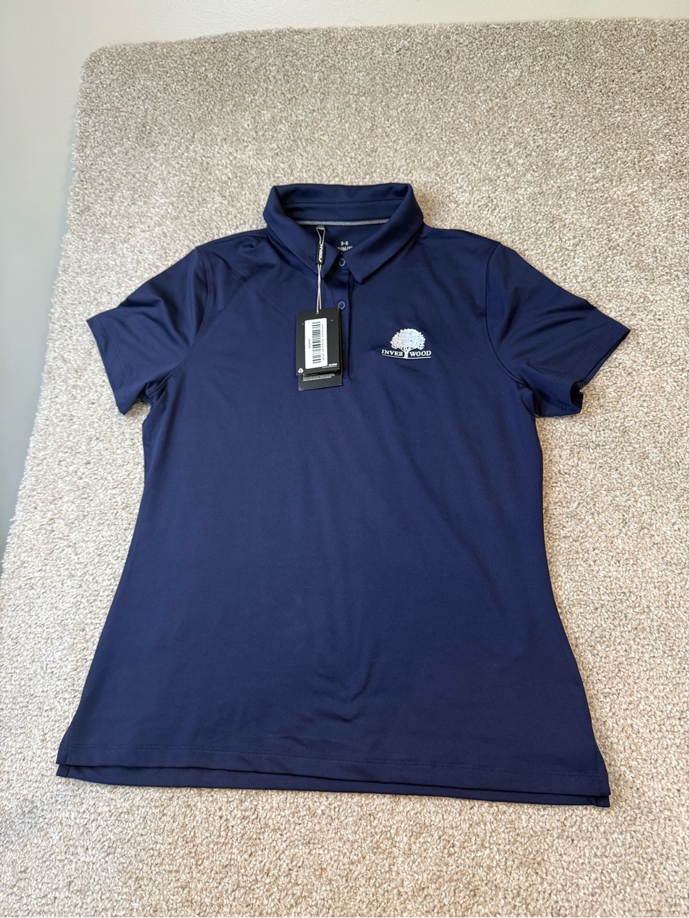 Navy Women's Polo Top with Logo- NEW - size Medium - Under Armour